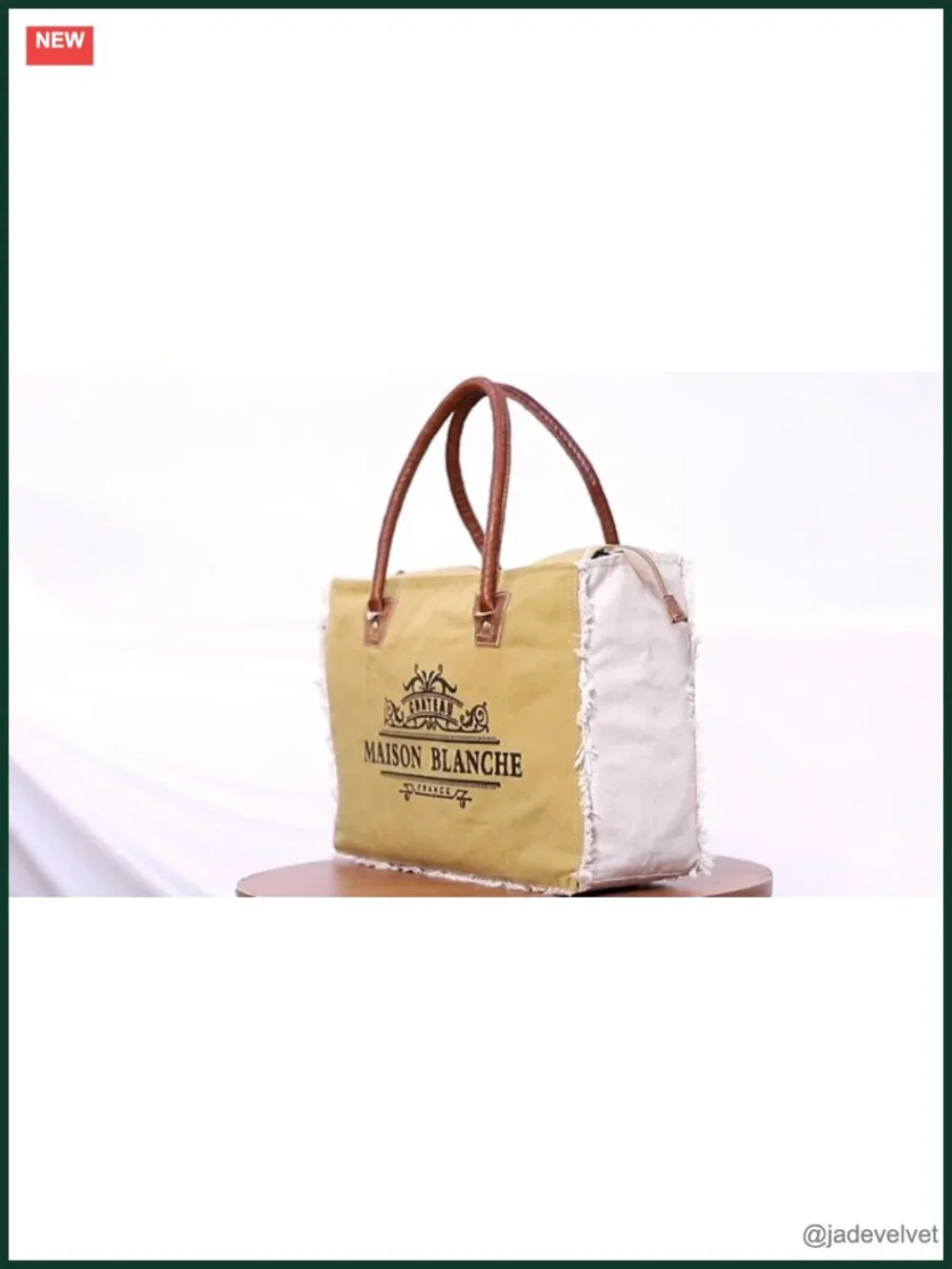 Canvas and Leather Messenger Bag, Upcycled Handbag with Zipper Closure
